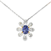 White Gold Charm Necklace with Royal Blue Sapphire
