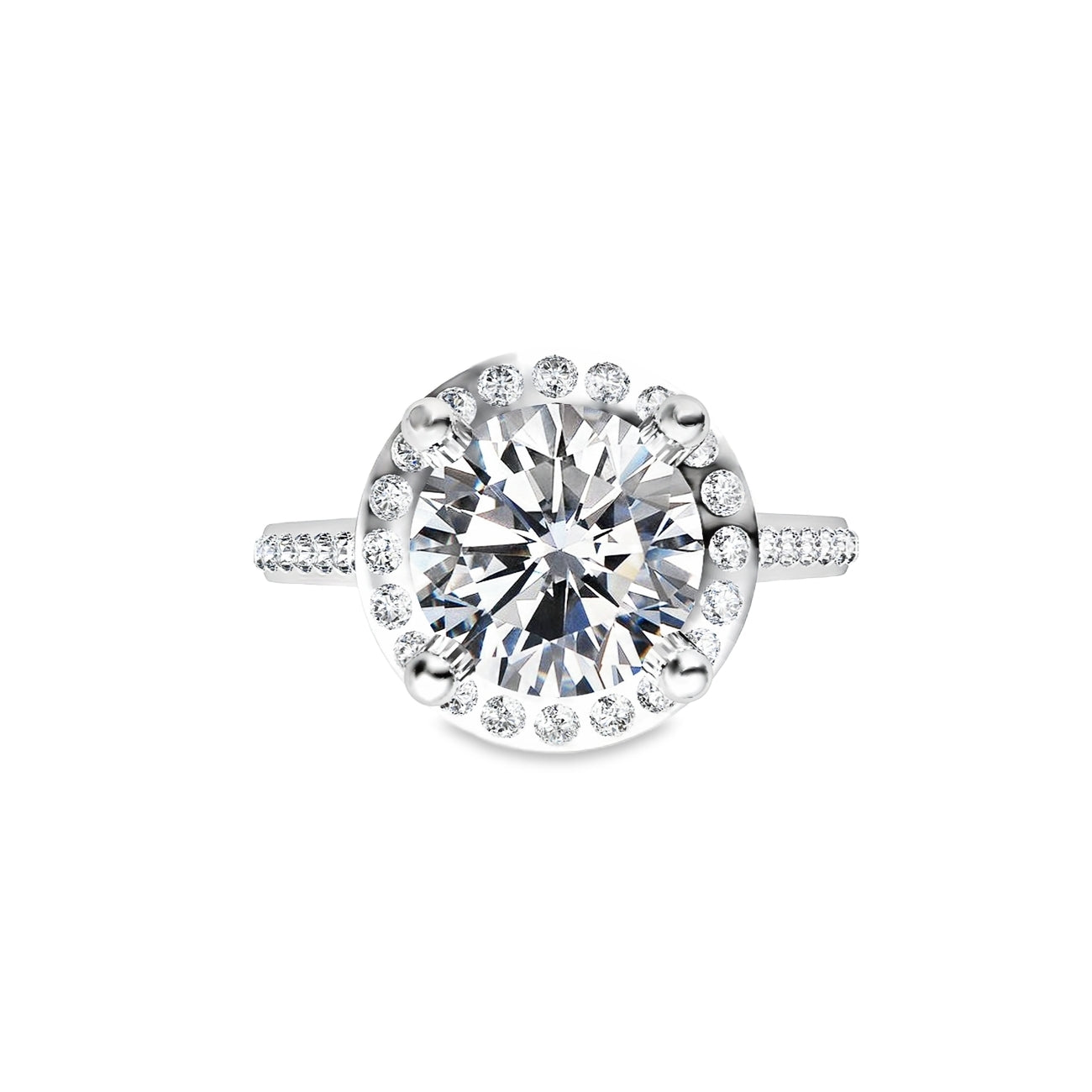 18K Gold Diamond Halo Engagement Ring