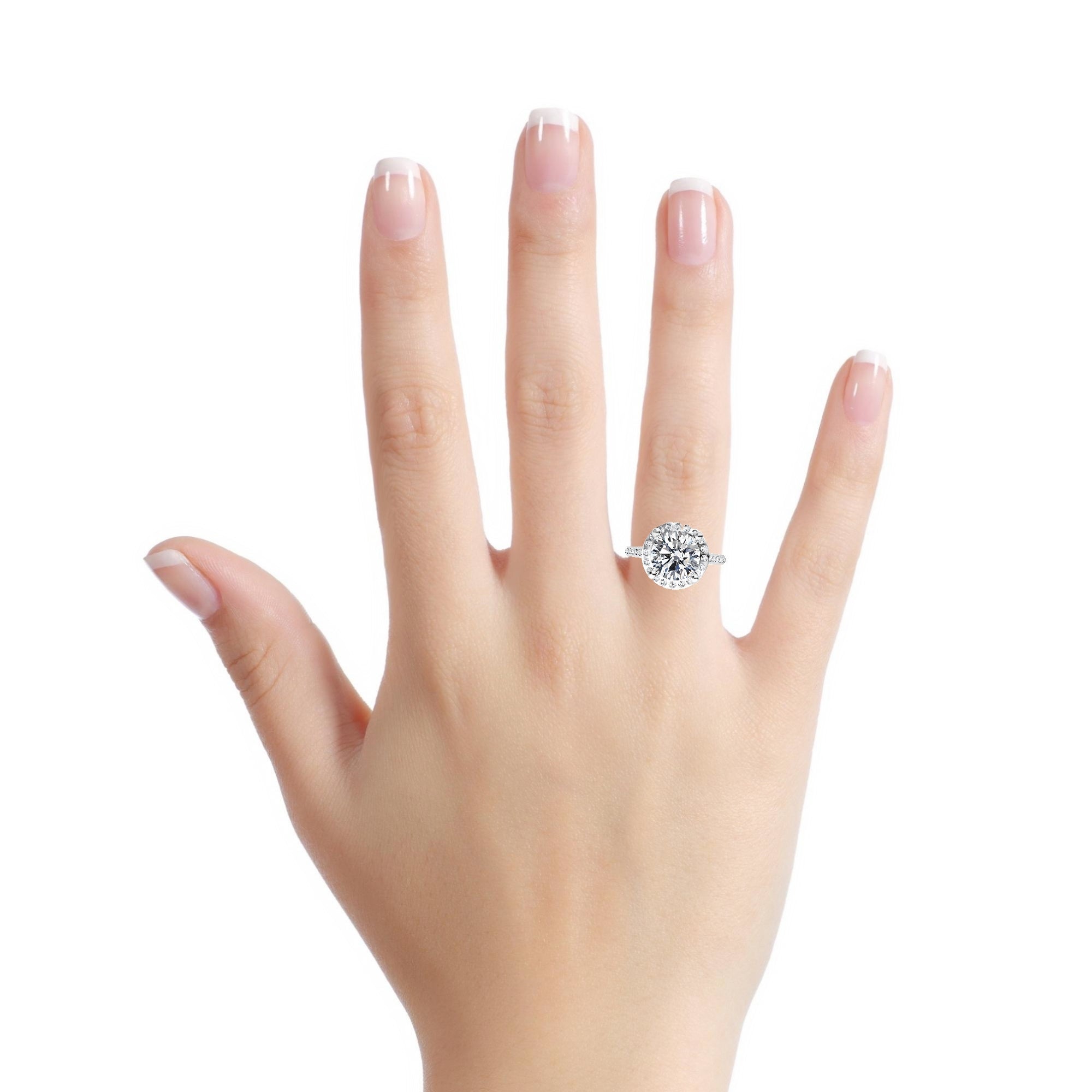 18K Gold Diamond Halo Engagement Ring