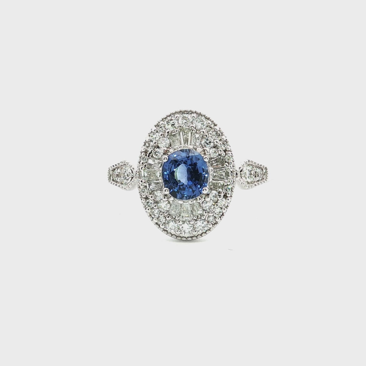Load video: 18K Gold Sappire ring with side diamonds