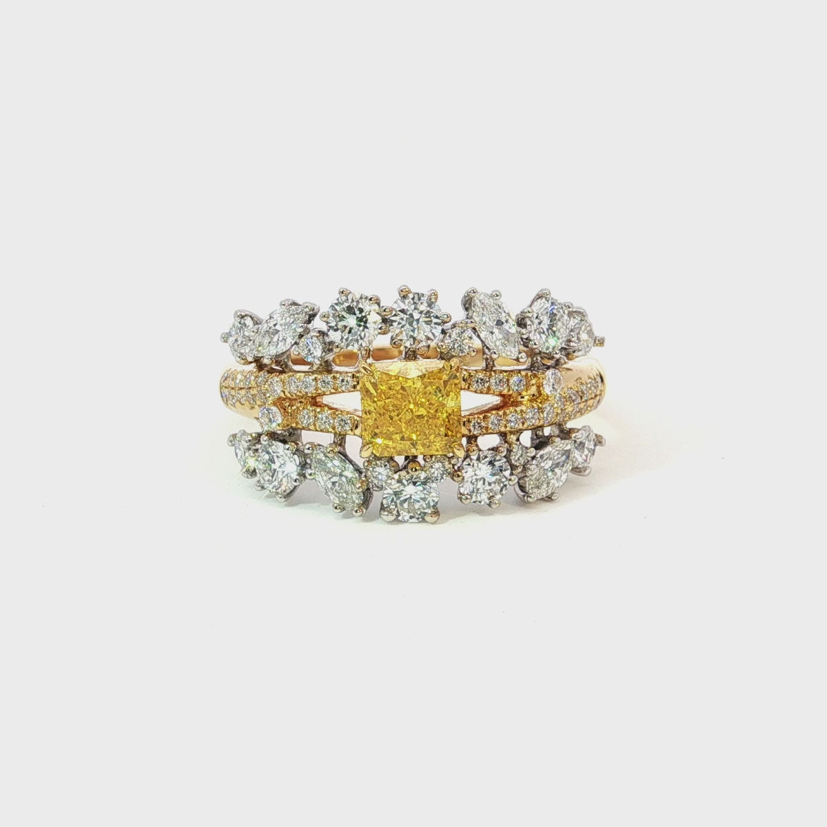 Load video: Yellow Gold Stackable Ring Set with Fancy Yellow Diamond
